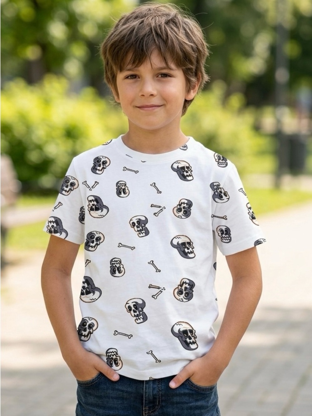 NWOT Old Navy Kids' Bone-Chilling Skulls & Crossbones Graphic T-Shirt